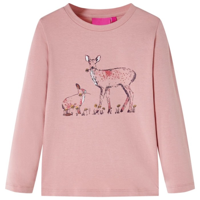 Tricou de copii cu m&acirc;neci lungi, roz, 128