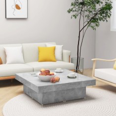 Gossi masuta de cafea, gri beton, 90x90x28 cm, lemn prelucrat