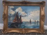 O lucrare veche marina ,ulei pe p&acirc;nză, Marine, Realism