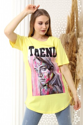 J761-9 Tricou oversize cu imprimeu colorat foto