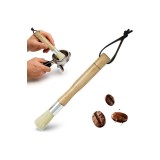 Perie Barista, Perie de cafea, antistatică, ergonomică și perie de curățare, (design modern din lemn), ușor de curățat