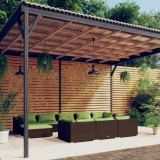 Cumpara ieftin Gossi set mobilier de gradina cu perne, 10 piese, maro, poliratan