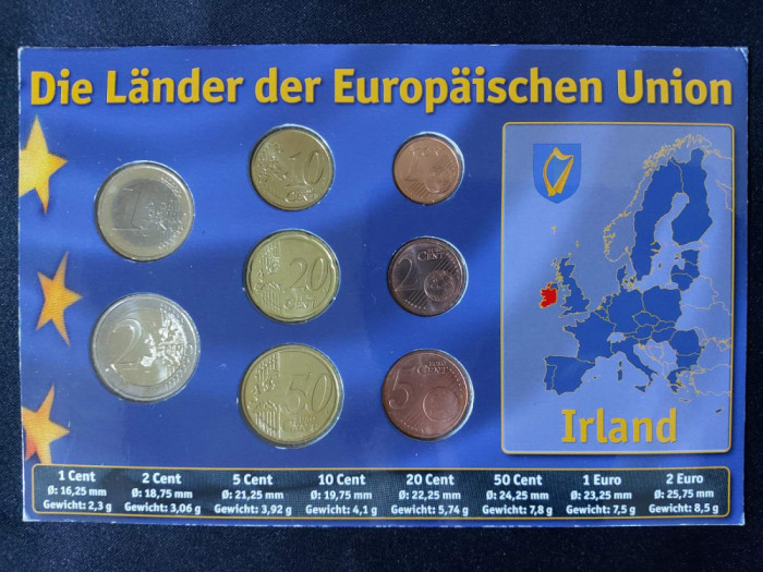 Euro set - Irlanda 2003-2008 de la 1 cent la 2 euro, 8 monede