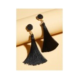 Cumpara ieftin Cercei Lungi, cu Ciucuri Negri, Fashera - 403776