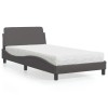 VidaXL Pat cu saltea, Dover, gri, 100x200 cm, piele ecologică 3208360