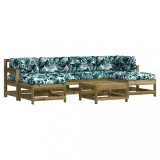 Set mobilier de gradina cu perne, 7 piese, lemn de pin tratat