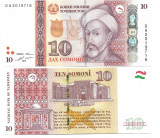 Tadjikistan bancnota 10 Somoni 2018, UNC