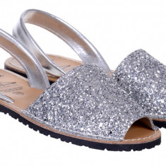 Sandale Dama Piele Avarca Glitter Argintii
