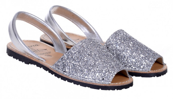 Sandale Dama Piele Avarca Glitter Argintii