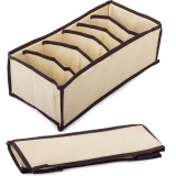 Cutie de depozitare lenjerie, sutiene, &Egrave;osete, 6 compartimente, p&Atilde;&cent;nz&Auml; oxford, design pliabil, 32x16x10 cm, bej