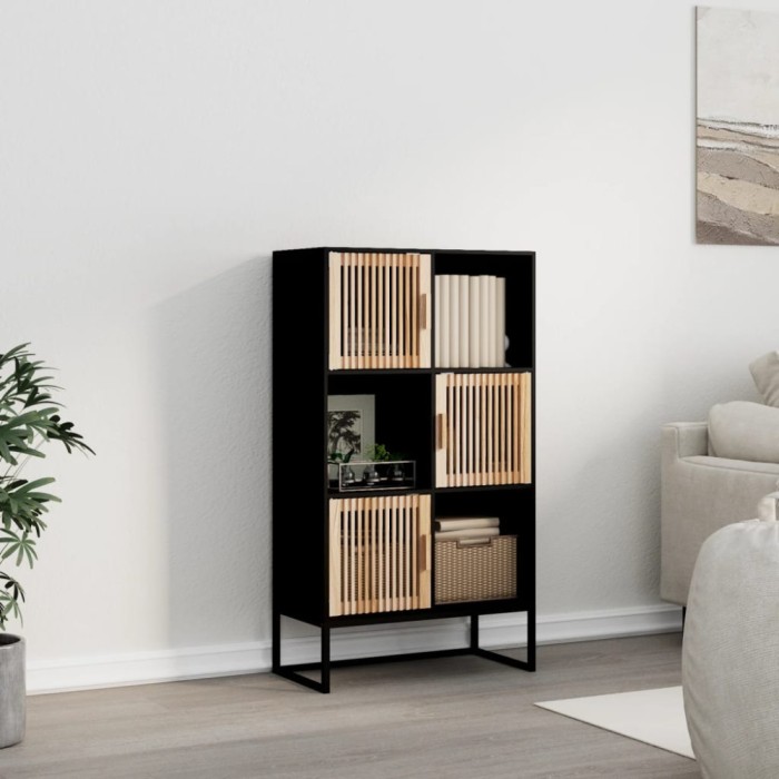Dulap &icirc;nalt, negru, 70x35x125 cm, lemn prelucrat