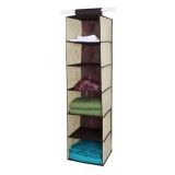 Raft suspendat pentru depozitare cu 6 compartimente, Bej-Maro, 30x30x120 cm