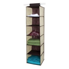 Raft suspendat pentru depozitare cu 6 compartimente, Bej-Maro, 30x30x120 cm foto
