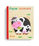 Carte 6 puzzle din lemn - Animalele de la ferma 2, 7Toys, Brand