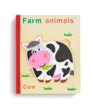 Carte 6 puzzle din lemn - Animalele de la ferma 2, 7Toys