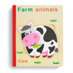 Carte 6 puzzle din lemn - Animalele de la ferma 2, 7Toys