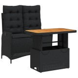 Cumpara ieftin Set mobilier de gradina cu perne, 2 piese, negru, poliratan