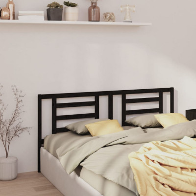 vidaXL Tăblie de pat, negru, 186x4x100 cm, lemn masiv de pin foto
