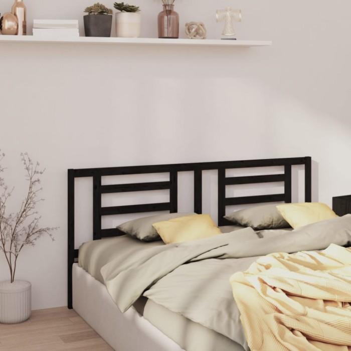 vidaXL Tăblie de pat, negru, 166x4x100 cm, lemn masiv de pin 818834