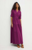 MAX&amp;Co. rochie din bumbac culoarea violet, maxi, evazati, 2416221074200, Max&amp;Co.