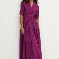 MAX&Co. rochie din bumbac culoarea violet, maxi, evazati, 2416221074200