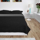 Gossi cuvertura matlasata cu doua fete, 170x210 cm, gri si negru