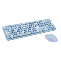 Kit wireless tastatura + mouse Serioux Retro, albastru