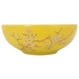 Lavoar de blat, alb si galben, rotund, &Phi;41x14 cm, ceramica
