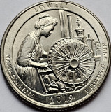 25 cents / quarter 2019 USA, Massachusetts, Lowell, unc, litera P, America de Nord