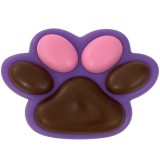 Jucarie antistres squishy, flippy, cu revenire lenta, labuta de pisica pufoasa, 8.5 x 7.5 cm, ambalaj transparent, mov maro