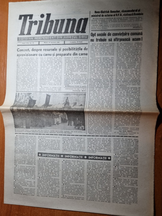 ziarul tribuna 16 ianuarie 1990-ziar din jud. sibiu