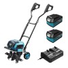 Motosapa electrica, cu 2 acumulatori 4 Ah, incarcator dublu 18V Li-ion, motor fara perii, 4 lame tip freza, calite, 36 cm, SAS+A, Dedra