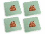 Set 4 suporturi pahare Craciun textil maro verde cm 10 x 10 H