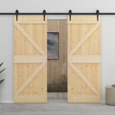 vidaXL Ușă glisantă cu set feronerie, 80 x 210 cm, lemn masiv de pin 3057580