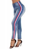 Cumpara ieftin CL840-411 Jeans skinny cu talie inalta si banda colorata pe lateral