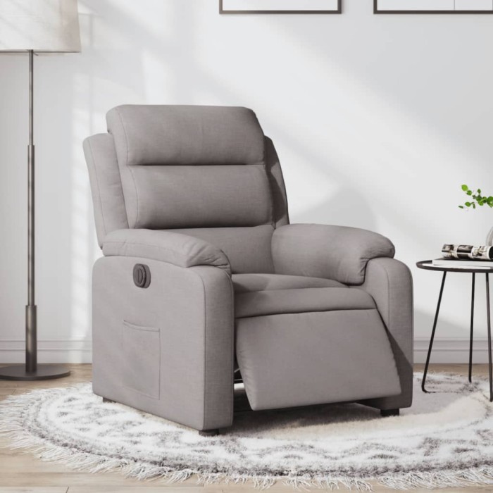 vidaXL Fotoliu rabatabil electric, gri taupe, material textil