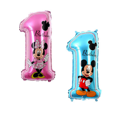 Set Baloane folie Pink Minnie Mouse si Mickey Mouse, cifra 1, 70 x 35 CM foto