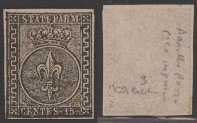 Italy Parma 1852 Coat of arms 15C Mi.3P PROOFS SIGNED MNG AM.572 foto