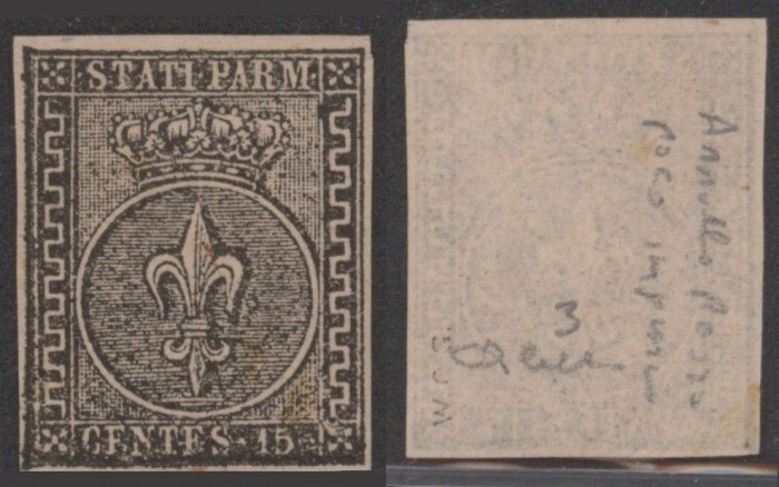 Italy Parma 1852 Coat of arms 15C Mi.3P PROOFS SIGNED MNG AM.572