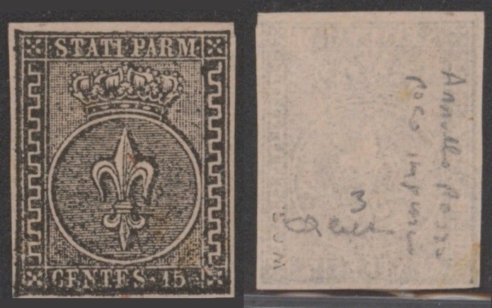 Italy Parma 1852 Coat of arms 15C Mi.3P PROOFS SIGNED MNG AM.572