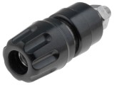 Conector banană 4mm soclu 35A 30VAC 60VDC negru nichelat M4
