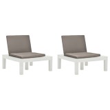 Set 2 Sezlonguri Gradina Gossi, Plastic Alb, Perne, 78x78x70cm