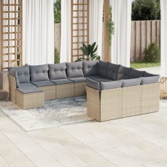 vidaXL Set canapele de grădină cu perne, 12 piese, bej, poliratan 3218629