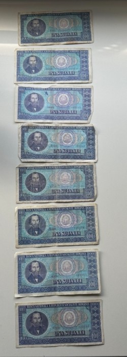 8 bancnote una sută lei 1966