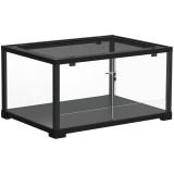 PawHut Terariu pentru Reptile Rialzato 60x45x32 cm cu Dublă Serratura, Ușă pentru Alimentare, Ventilație și Vizualizare a 360&deg;, Rettilario cu Plasă Me