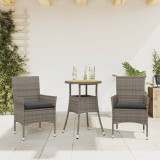 VidaXL Set mobilier grădină cu perne 3 piese gri poliratan/lemn acacia 3278731