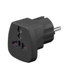 Adaptor univeral la CEE 7/7 Schuko negru 250V AC 16A Goobay