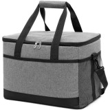 Geanta termoizolatoare pentru picnic, pliabila, inchidere cu fermoar, 33 x 22 x 27 cm, strat termoizolant, Gri