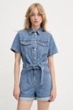 Morgan salopetă jeans bumbac, cu guler, SHELOR