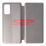 Husa Flip Cover Round Samsung Galaxy Note 20, Piele Ecologica, Fossil Gray